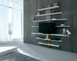 TV-taso, Valkoinen Pähkinä, 100% Melamiinipinnoitettu Lastulevy, 18 mm, 160x160x30 cm, Useita Hyllyjä, Seinään Kiinnitettävä - TV-tasot - 8681181613221 - 2