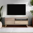 TV-taso, Valmistettu 100% Melamiinipinnoitetusta Lastulevystä, Väri: Vaalea Pähkinä, Mitat: 120x50x40 cm, Useita Hyllyjä - TV-tasot - 8684283505791 - 2