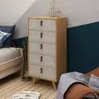 Tyylikäs ja Toimiva Tammi Valkoinen Lipasto - 5 Vetolaatikkoa, Useita Hyllyjä, 100% Melamiinipinnoitettu, 50x103x40 cm - Huonekalut - 8681875126761 - 3