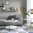 Valkoinen 2-Tasoinen sohvapöytä - 100% Melamiinipinnoitettu Lastulevy, Metallijalat, 80x80x45 cm, Lisäsäilytystila - Sohvapöydät - 8681875834741 - 2