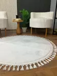 Valkoinen Antibakteerinen Matto 80x80 cm - 100% Polyesteri, Konepestävä 30 °C, 1,5 cm Paksuus, 750 gr/m² - Pyöreät matot - 8684282513971 - 2