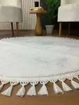 Valkoinen Antibakteerinen Matto 80x80 cm - 100% Polyesteri, Konepestävä 30 °C, 1,5 cm Paksuus, 750 gr/m² - Pyöreät matot - 8684282513971 - 4