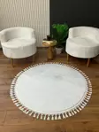 Valkoinen Antibakteerinen Matto 80x80 cm - 100% Polyesteri, Konepestävä 30 °C, 1,5 cm Paksuus, 750 gr/m² - Pyöreät matot - 8684282513971 - 1