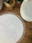 Valkoinen Antibakteerinen Matto 80x80 cm - 100% Polyesteri, Konepestävä 30 °C, 1,5 cm Paksuus, 750 gr/m² - Pyöreät matot - 8684282513971 - 3
