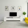 Valkoinen TV-taso 155x35x35 cm - Moderni ja Tyylikäs Säilytysratkaisu 100% Melamiinipinnoitetusta Lastulevystä - TV-tasot - 8681875445091 - 2