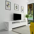 Valkoinen TV-taso 155x35x35 cm - Moderni ja Tyylikäs Säilytysratkaisu 100% Melamiinipinnoitetusta Lastulevystä - TV-tasot - 8681875445091 - 3