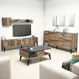 Walnut Marble Olohuoneen Kalustesetti - 100% Melamiinipinnoitettu Lastulevy, TV-taso, Hylly, Kaappi, Pöytä, Senkki - Huonekalut - 8681875807691 - 2