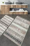 Ylellinen 3-osainen Kylpyhuonemattosetti - Antibakteerinen, Liukumaton, 100% Polyesteri, Konepestävä, 60x100 cm, 50x60 cm - Kylpyhuonematot ja kosteantilan matot - 8683342801621 - 1