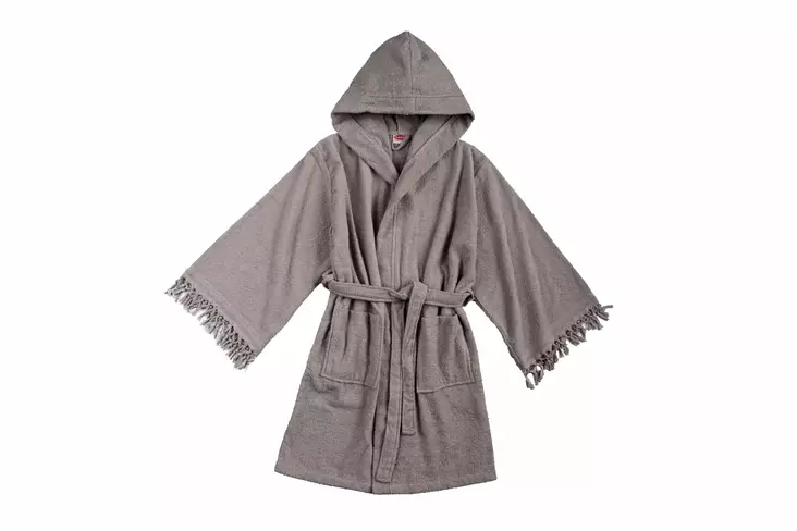 100% Puuvillainen Hupullinen Kylpytakki, Harmaa, Koko L/XL, 270 gr/m², Konepestävä 40 °C, Mukavuus ja Tyyli - Pyyhkeet ja kylpytakit - 8684282463511 - 1
