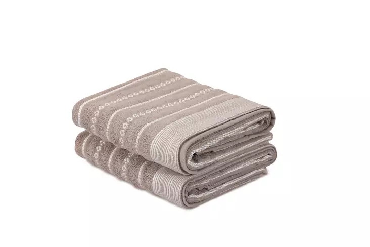 100% Puuvillaiset Käsipyyhesetti 2 kpl, Harmaa-Kerma, 50x90 cm, 510 gr/m², Kestävä ja Tyylikäs Kylpyhuoneeseen - Pyyhkeet ja kylpytakit - 8681181304341 - 1