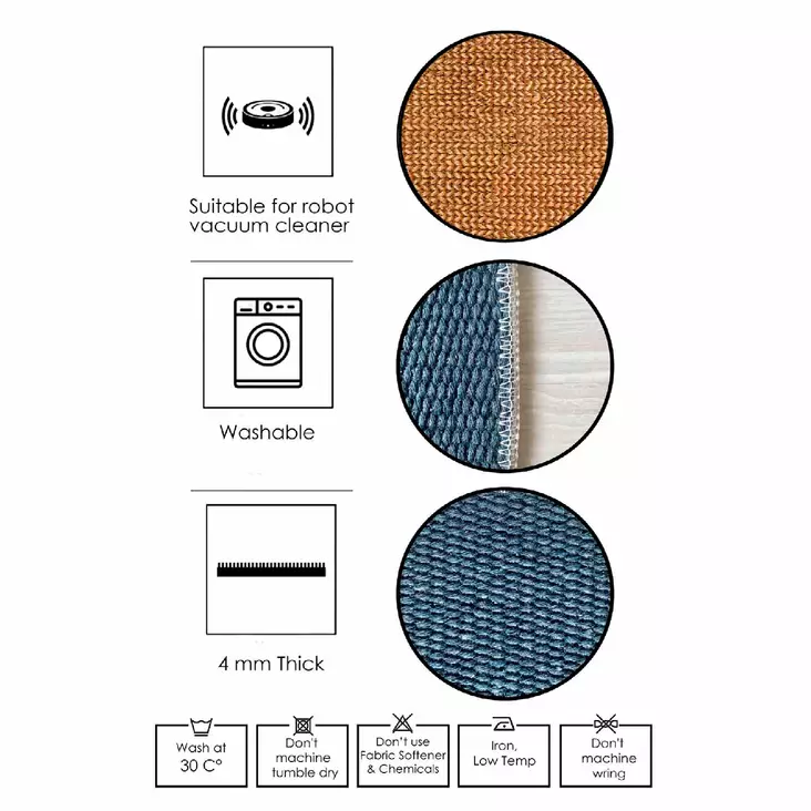 100% Puuvillamatto 80x50 cm, Antibakteerinen, Kamelinväri, Konepestävä, Liukumaton PVC-pohja, 10 mm Nukka - Pienet matot ja käytävämatot - 8683742634621 - 1