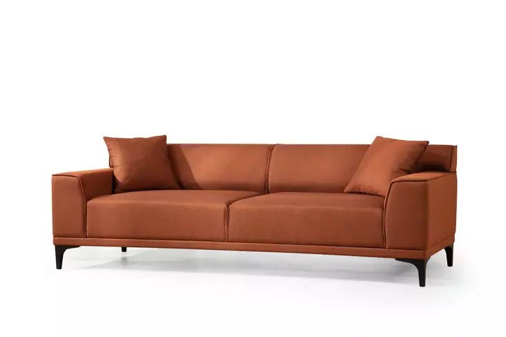 3-istuttava sohva, oranssi, 215 cm leveä, ylellinen mukavuus, tyylikäs muotoilu - Sohvat - 8683342939331 - 1