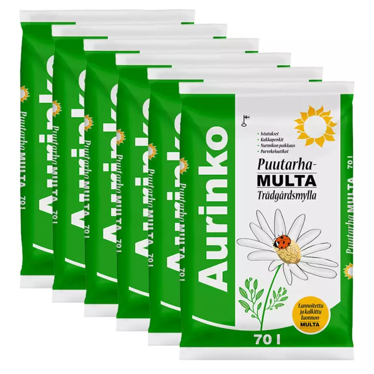 6 SÄKKIÄ | Puutarhamulta Aurinko 70 l - Mullat ja ravinteet - 0283080118371 - 1