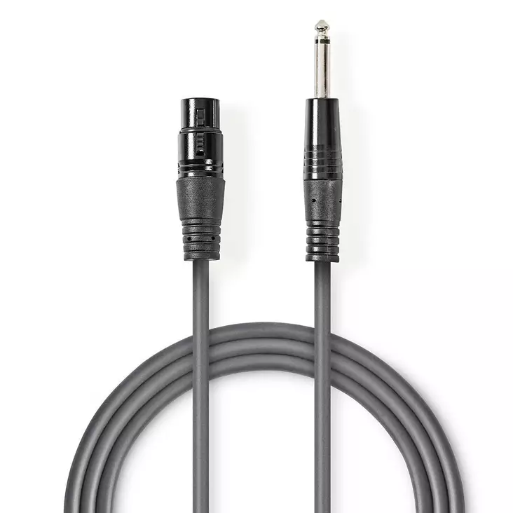 Balansoimaton Audiojohto | XLR 3-Pin naaras | 6.35 mm uros | Niklattu | 3.00 m | Pyöreä | PVC | Tummanharmaa | Pahvikotelo - Audiokaapelit - 5412810295401 - 1