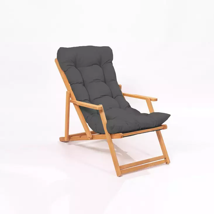 Harmaa Luonnollinen Puutarhatuoli - 100% Pyökkipuuta, Vedenkestävä, Ergonominen, Koko: 50x81x50 cm, Suljettu: 150 cm - Puutarhatuolit ja sohvat - 8683742129301 - 1