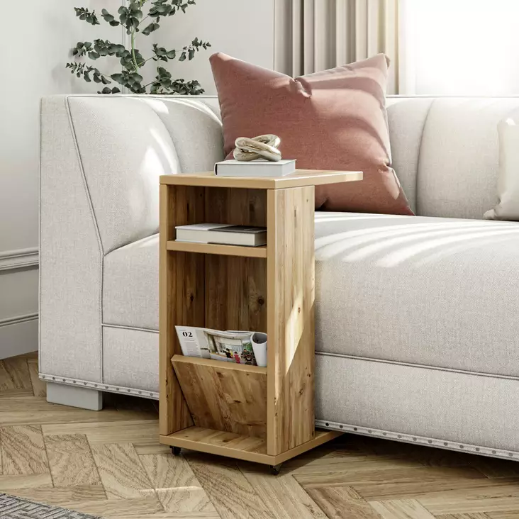 Sivupöytä, mänty, 63 cm korkea, kestävä, helposti liikuteltava - Sivu- ja apupöydät - 8682870956131 - 1