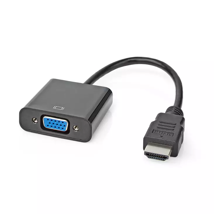 HDMI -sovitin | HDMI liitin | VGA Naaras / 3.5 mm naaras | Niklattu | Suora | ABS-Muovi | Musta | 1 kpl | Laatikko - HDMI-kaapelit - 5412810288571 - 1