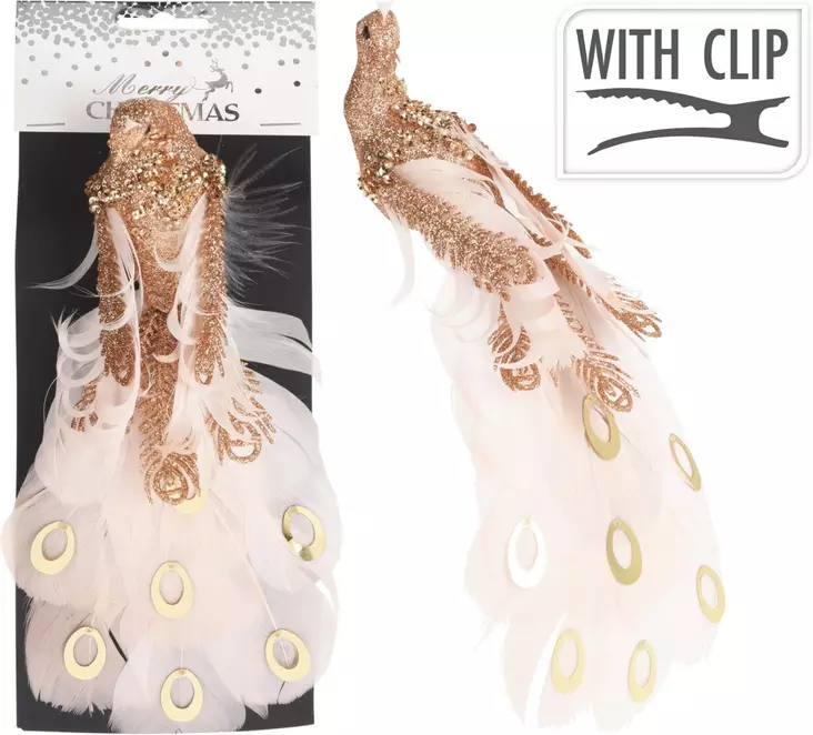 Koriste riikinkukko 6x5x25 cm kulta - Askartelumateriaalit ja tarvikkeet - 8719987619731 - 1