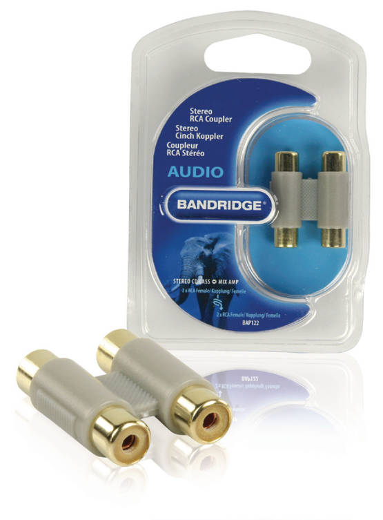 Mono-äänisovitin 2x RCA Naaras - 2x RCA Naaras Harmaa - Audioadapterit - 8717587014031 - 1
