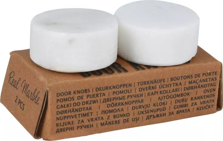 Ovinuppi Marmori 2 kpl, Valkoinen - Koristeet, koriste-esineet - 8720573639361 - 1