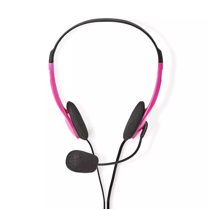 PC-headset | On-Ear-Kuulokkeet | Stereo | 2x 3.5 mm | Taitettava mikrofoni | Pinkki - Sankakuulokkeet - 5412810286881 - 1