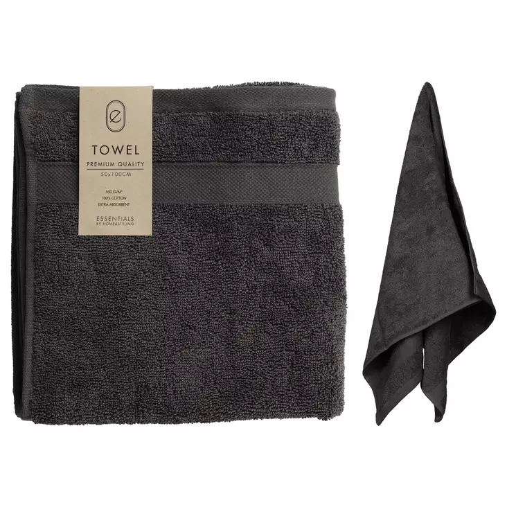 Pyyhe 50x100cm harmaa - Pyyhkeet ja kylpytakit - 8720573823371 - 1