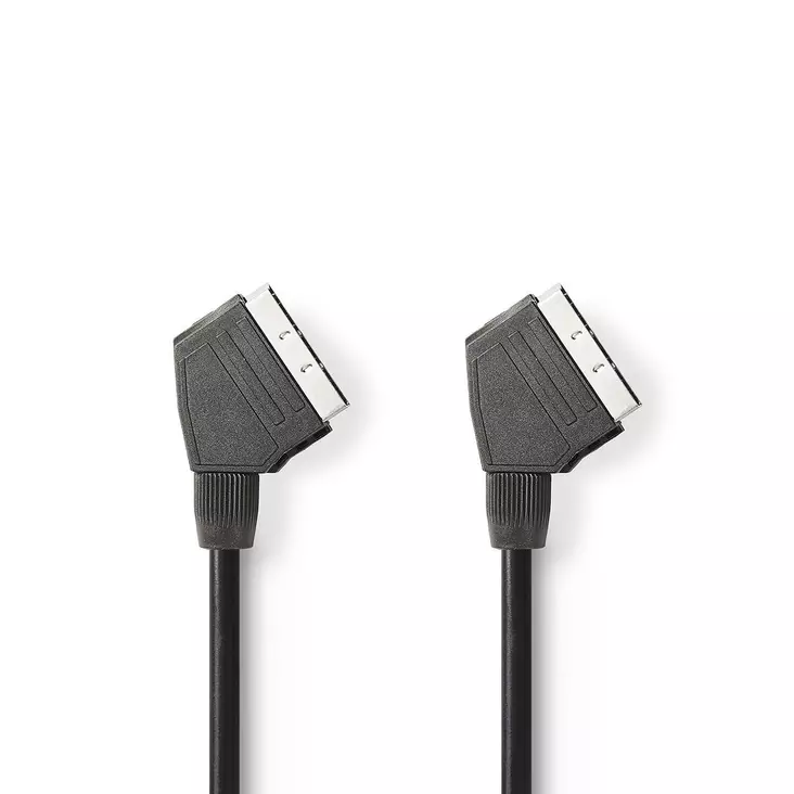 SCART-kaapeli | SCART Uros | SCART Uros | Niklattu | 480p | 2.00 m | Pyöreä | PVC | Musta | Laatikko - HDMI-kaapelit - 5412810289721 - 1