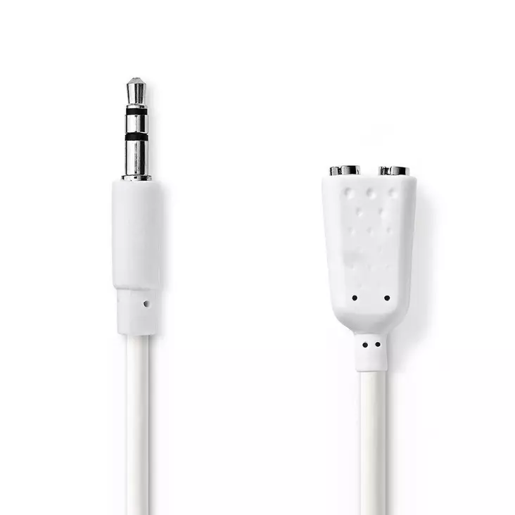 Stereoäänikaapeli | 3.5 mm uros | 2x 3.5 mm naaras | Niklattu | 0.20 m | Pyöreä | Valkoinen | Kirjekuori - Audiokaapelit - 5412810280971 - 1