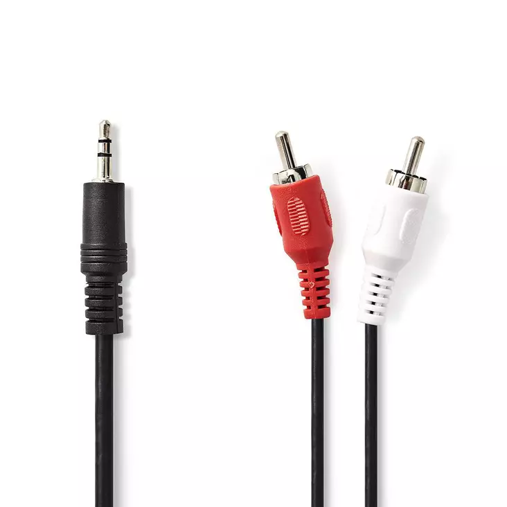 Stereoäänikaapeli | 3.5 mm uros | 2x RCA uros | Niklattu | 10.0 m | Pyöreä | Musta | Laatikko - Audiokaapelit - 5412810288151 - 1