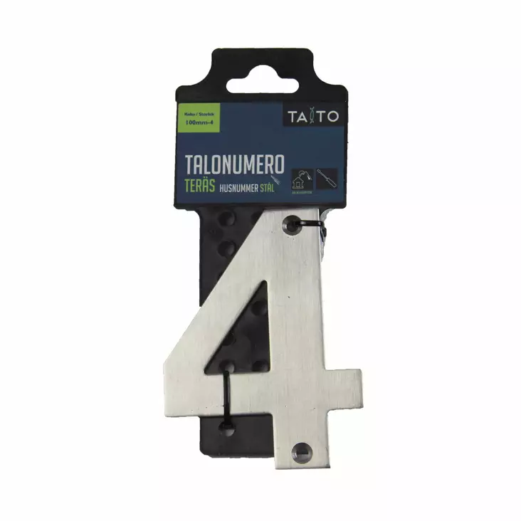 Talonumero 4 100 mm harjattu ter=C3=A4spinta - Postilaatikot ja talonumerot - 6416096438711 - 1