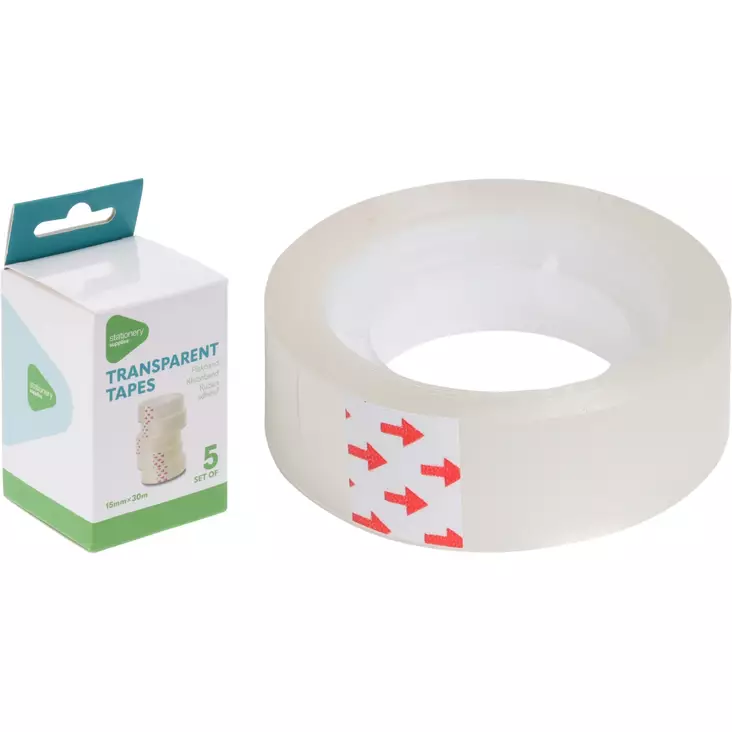 Teippi kirkas 5 rullaa 30 m x 15 mm - Työpöydän tarvikkeet - 8720573577861 - 1
