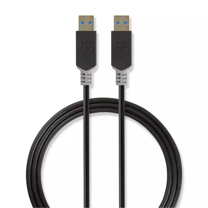 USB kaapeli | USB 3.2 Gen 1 | USB-A Uros | USB-A Uros | 5 Gbps | Kullattu | 2.00 m | Pyöreä | PVC | Antrasiitti | Laatikko - Tietokone ja verkko - 5412810263561 - 1
