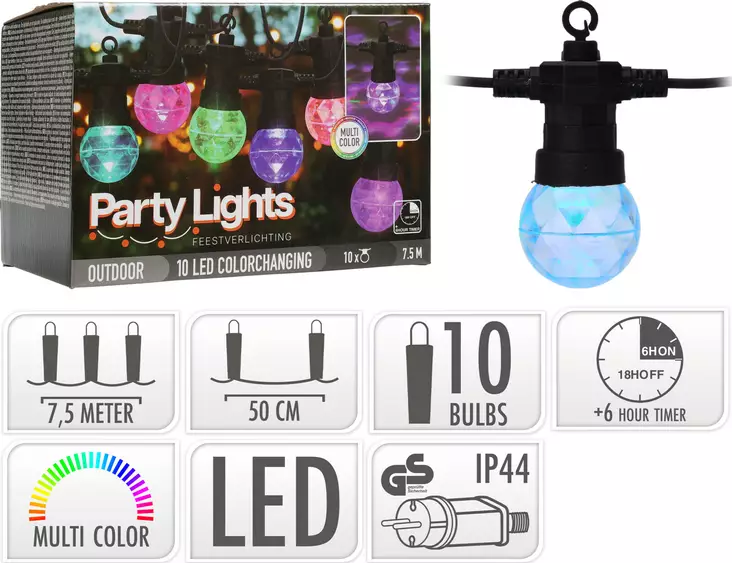 Partyvalot 10 LED musta johto - Koristevalot - 8720573518321 - 1