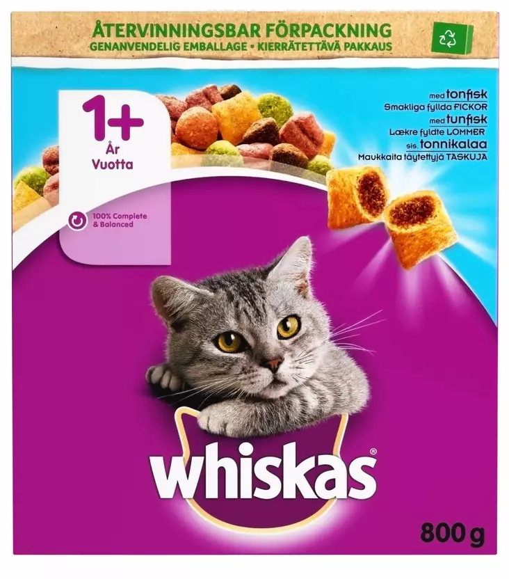 Whiskas 1+ 800g Tonnikalaa P=C3=A4=C3=A4kuva - Kuivaruoka - 5900951294051 - 1