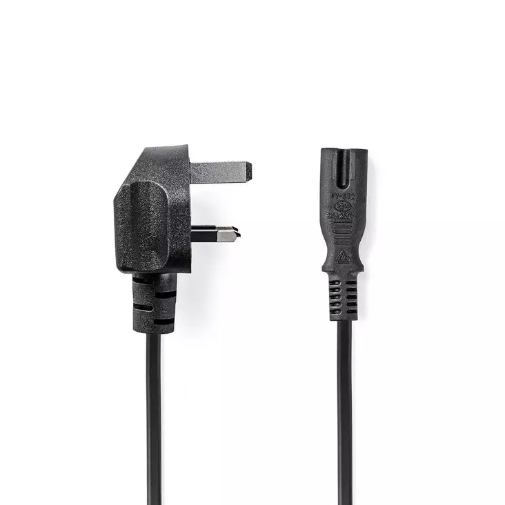 UK Virtakaapeli | UK Uros | IEC-320-C7 | 2.00 m | Kyllä | 2 x 0.75 mm² | Kupari | Pyöreä | Niklattu | UK | PVC | Virtapistoke: UK / Type G | 250 V AC | 3 A | Musta - Virtakaapelit ja liittimet - 5412810427581 - 1