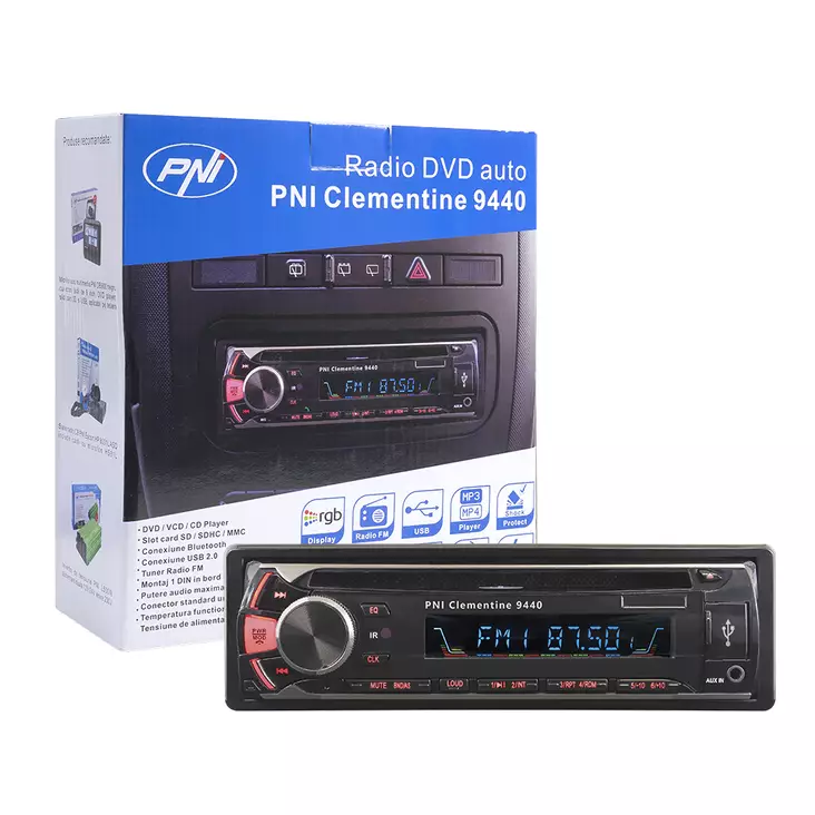 Auton DVD-radio PNI Clementine 9440 1 DIN FM-radio, SD, USB, videolähtö ja Bluetooth - PNI tuotteet - 5949066512421 - 1