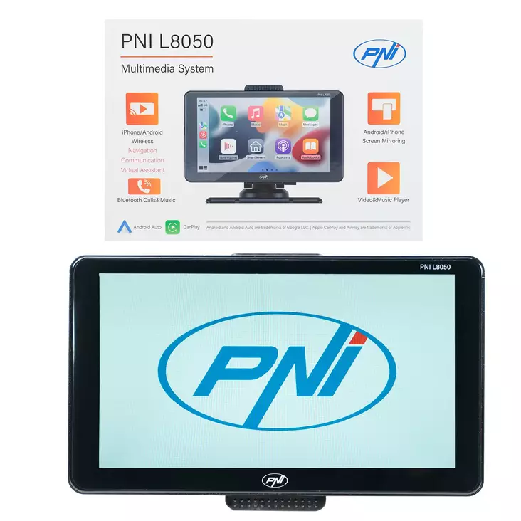 Auton multimediajärjestelmä PNI L8050 7 tuuman näytöllä, Apple Carplay ja Android Auto, Android/iPhone peilaus, FM-lähetin, peruutusvideokamera mukana - PNI tuotteet - 5949066539411 - 1