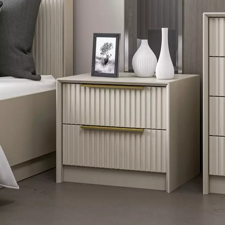 Yöpöytä Kiviväri - 100% Melamiinipinnoitettu Lastulevy, 18 mm, 53x45x45 cm, Useita Hyllyjä, 1 Paketti, 19,9 kg - Pöydät - 8683742567271 - 1