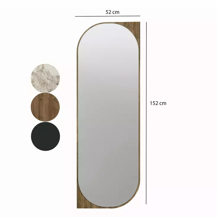 Ekologinen Flotal-E Peili, Pähkinä, 100% MDF, 18 mm, 52x152 cm, Helppo Asennus, Yksi Paketti, Huonekalut - Peilit - 8684282515401 - 1