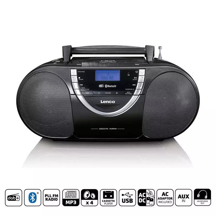 Kannettava DAB+- ja FM-radio CD-kasetilla ja Bluetoothilla Musta - Radiot ja MP3/4-soittimet - 8711902065111 - 1
