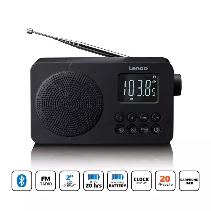 Kannettava FM-radio, jossa on Bluetooth® - Musta - Radiot ja MP3/4-soittimet - 8711902109341 - 1