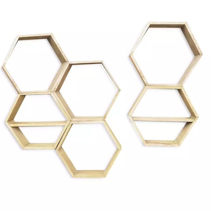 Käsintehty Seinä Hylly 100% Kuusipuuta, Pähkinänvärinen, 42x37x10 cm, Moderni Skandinaavinen Design, 6 Kpl - Seinähyllyt - 8681875503531 - 1