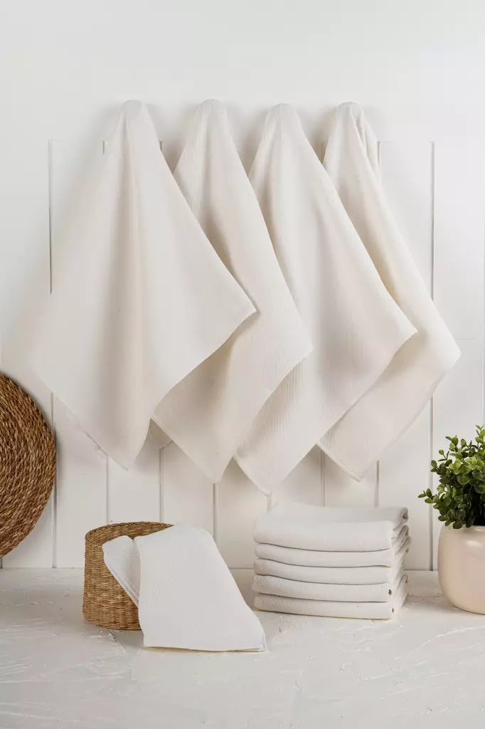 Keittiöpyyhesetti 10 kpl - Ecru - 90% Puuvilla, 10% Polyesteri - 270 gr/m² - 43x76 cm - Konepestävä 30 °C:ssa - Keittiötekstiilit - 8684283207411 - 1