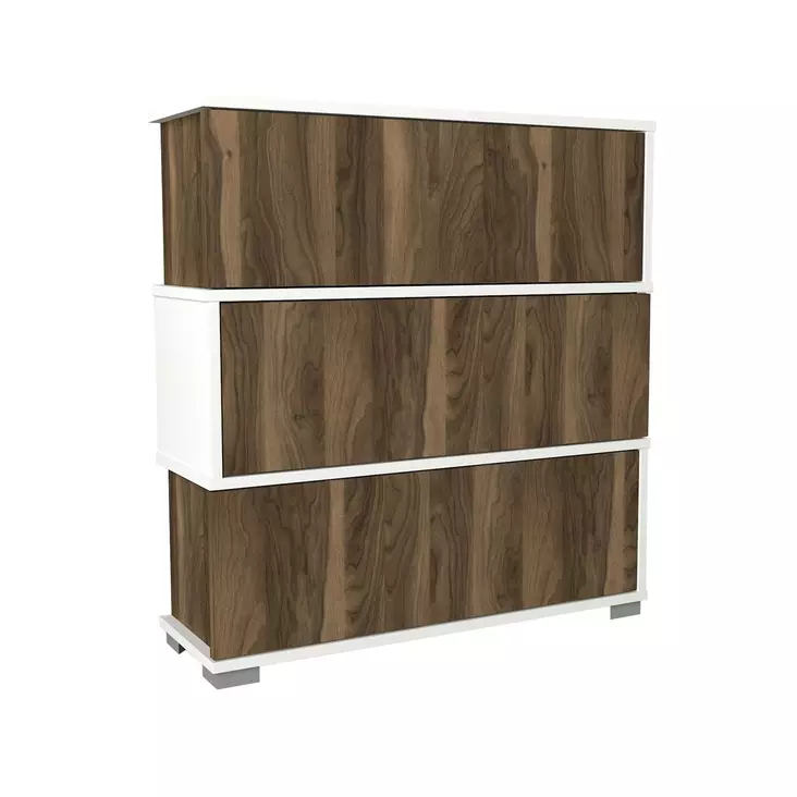 Kenkäkaappi, valkoinen pähkinäpuu, Leveys 90 cm, korkeus 93 cm, syvyys 30 cm, kestävä, tilava, skandinaavinen - Kenkäkaapit - 8681181790991 - 1