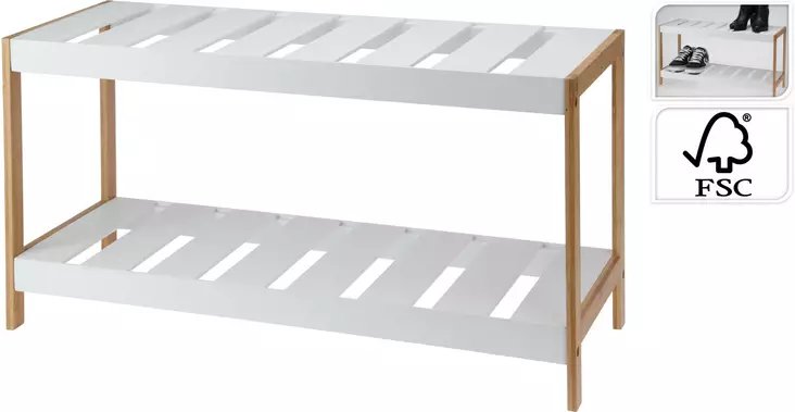 KenkÃ¤teline, bambu, kaksi tasoa - Kenkätarvikkeet - 8719987860461 - 1