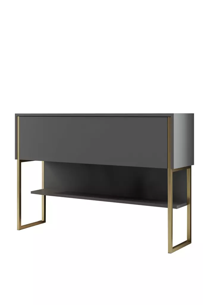 Kultainen Antrasiitti Lipasto - 100% Melamiinipinnoitettu Lastulevy, 120x80x30 cm, Metallijalat, Ylellinen Säilytysratkaisu - Lipastot ja senkit - 8684282883661 - 1