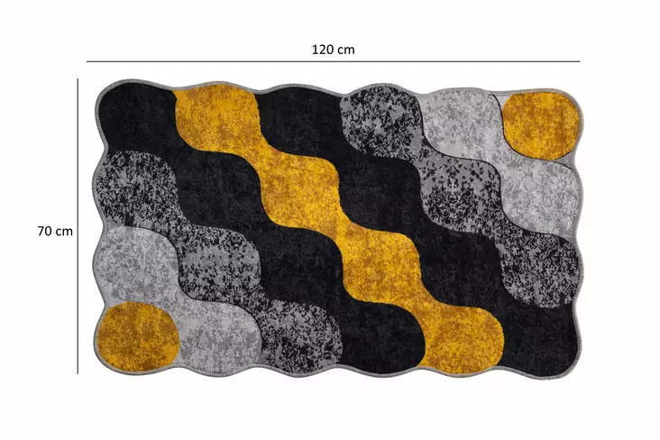 Kylpyhuonematto, keltainen antrasiitti harmaa, 70 x 120 cm, antibakteerinen, liukumaton - Kylpyhuonematot ja kosteantilan matot - 8683743784561 - 1