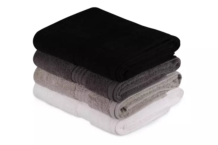 Kylpypyyhesetti (4 kpl), valkoinenharmaatummanharmaamusta, 70 x 140 cm, pehmeä, kestävä, ylellinen - Pyyhkeet ja kylpytakit - 8681181633571 - 1