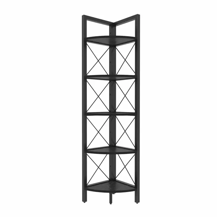 Moderni ja Teollinen Kirjahylly - Musta, 100% Melamiinipinnoitettu Lastulevy, 18mm, 30,5x33x160cm, Kestävä ja Tyylikäs - Kirjahyllyt - 8683743117161 - 1
