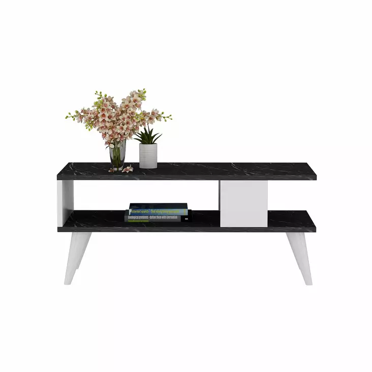 Moderni Uutuus sohvapöytä - Musta Valkoinen - 100% Melamiinipinnoitettu Lastulevy - 90x40x45 cm - Tyylikäs ja Kestävä - Sohvapöydät - 8683342946131 - 1